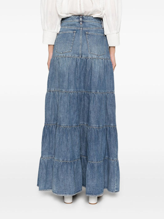 Alice + Olivia Mindy Denim Maxi Skirt - Blue