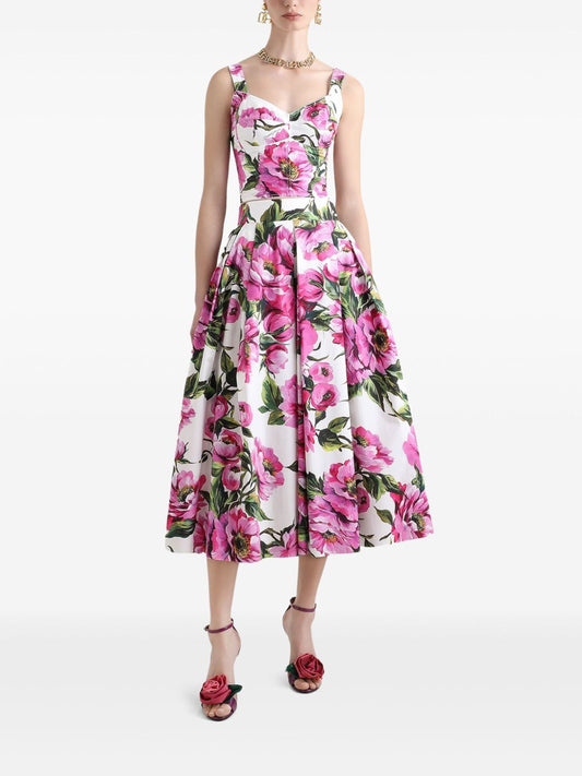 Dolce & Gabbana peony print cotton bustier top