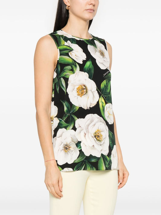 Dolce & Gabbana Floral silk-blend charmeuse top