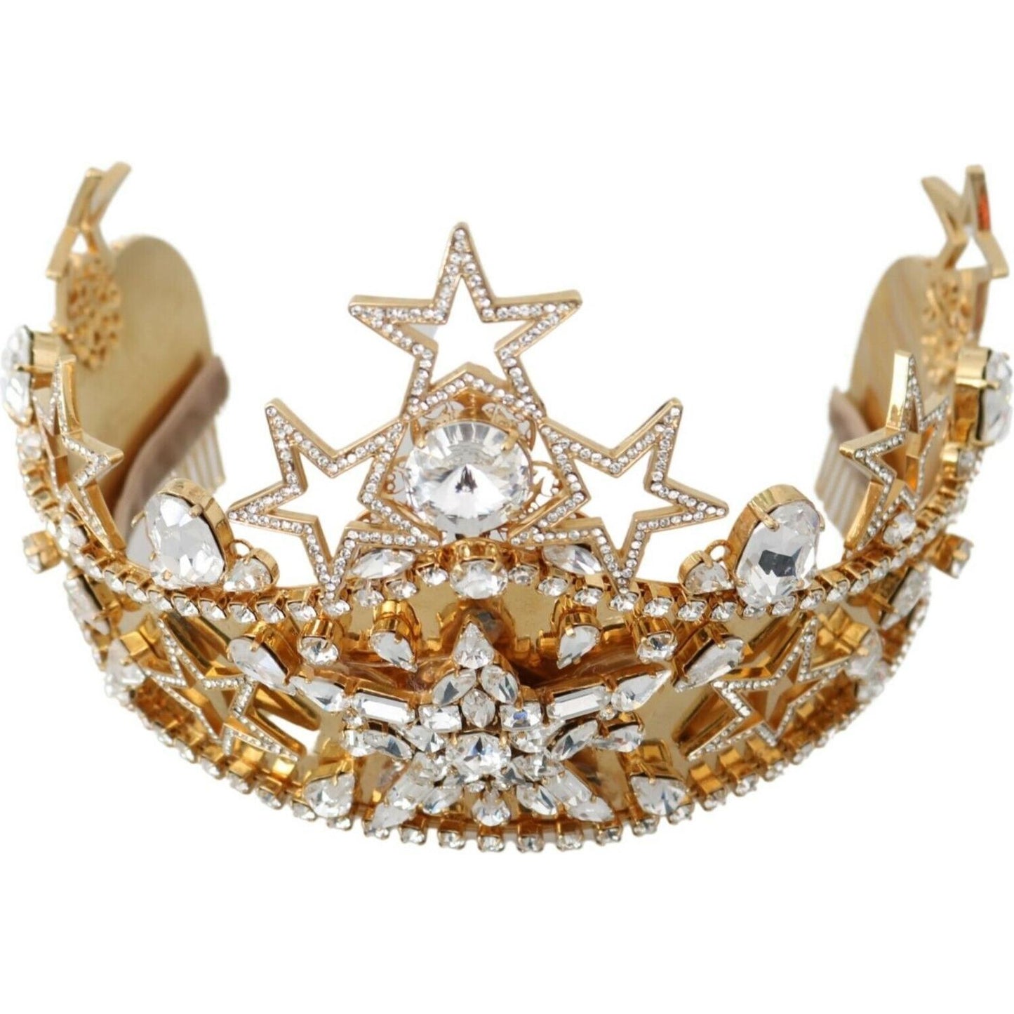 Dolce & Gabbana Regal Crystal Diadem Gold Tiara Dolce & Gabbana