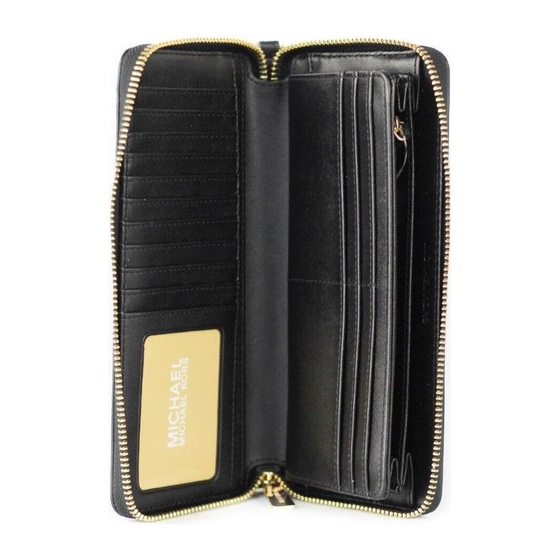 Michael Kors Jet Set Travel Large Black Pebble Leather Continental Wrist Wallet Michael Kors