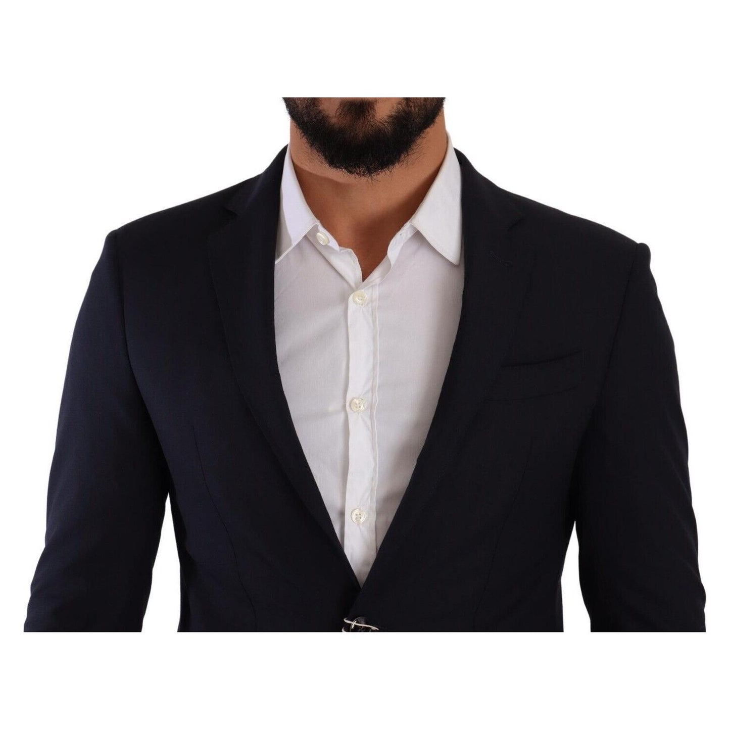 Domenico Tagliente Elegant Slim Fit Dark Blue Blazer Domenico Tagliente