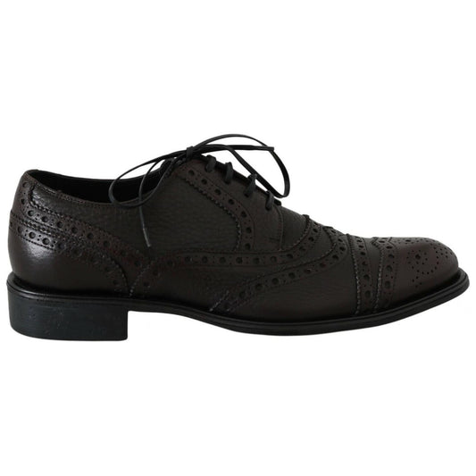 Dolce & Gabbana Brown Leather Wingtip Derby Formal Shoes Dolce & Gabbana