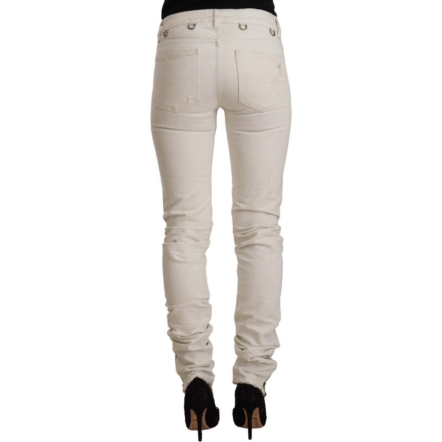 Karl Lagerfeld Chic White Mid-Waist Slim Fit Jeans Karl Lagerfeld