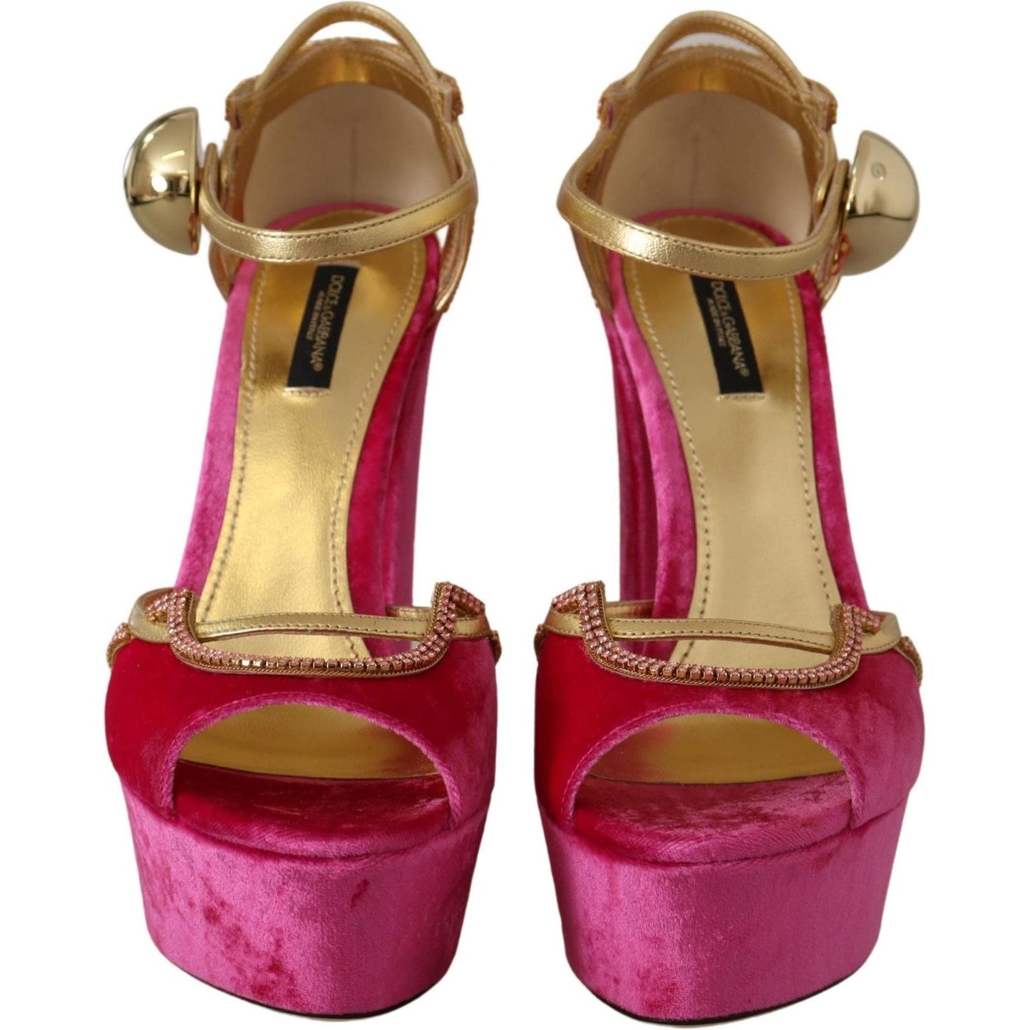 Dolce & Gabbana Ethereal Pink Velvet Crystal Sandals Dolce & Gabbana