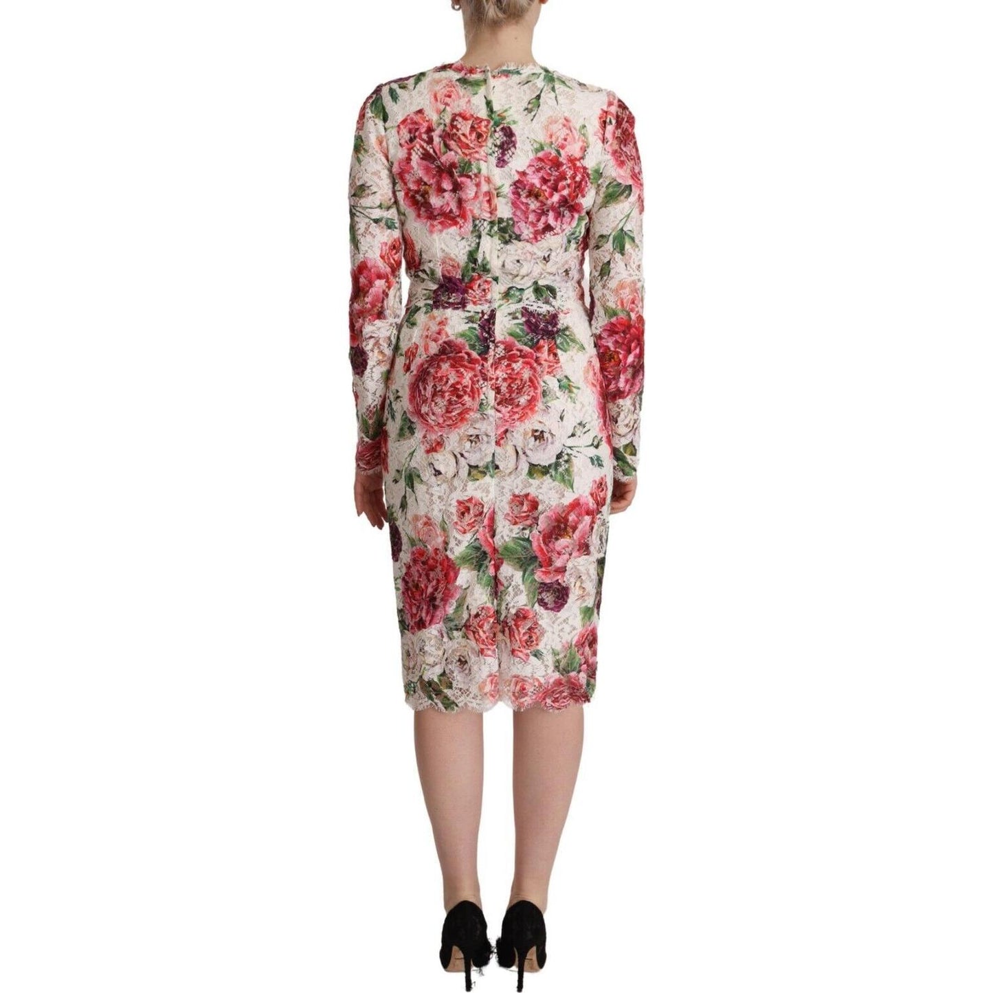 Dolce & Gabbana Elegant Sheath Lace Floral Midi Dress Dolce & Gabbana