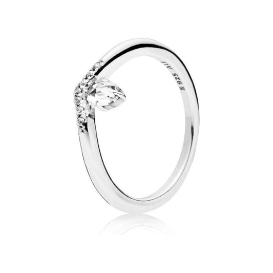 PANDORA JEWELS Mod. WISHBONE SILVER - RING WITH CLEAR CUBIC ZIRCONIA - Size 50 Ring PANDORA