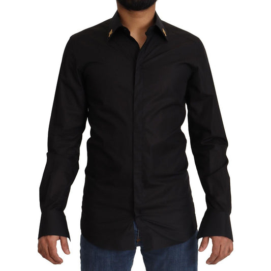 Dolce & Gabbana Elegant Slim Fit Black Cotton Dress Shirt Dolce & Gabbana