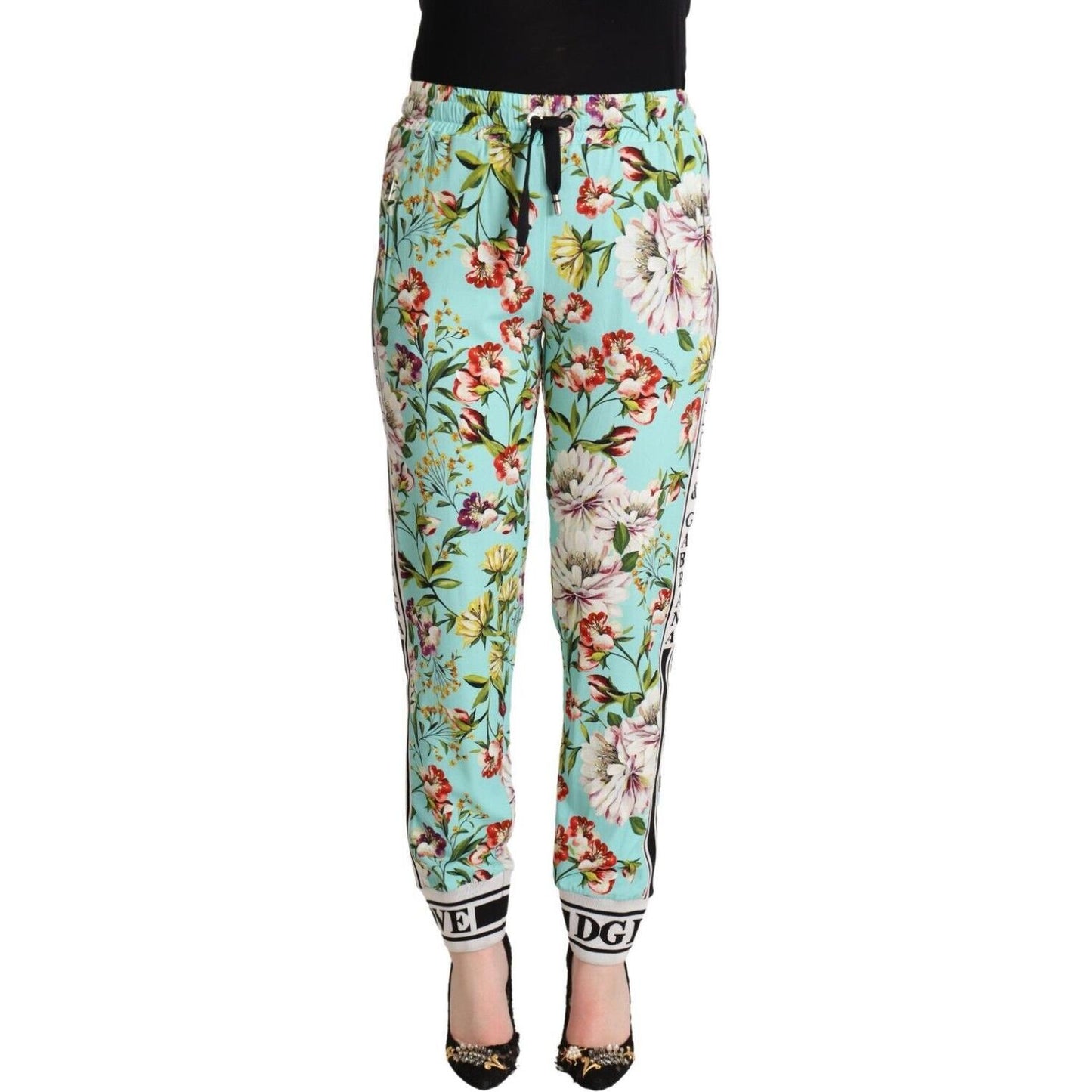 Dolce & Gabbana Floral Viscose Jogger Pants in Green Dolce & Gabbana