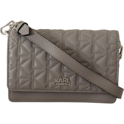 Karl Lagerfeld Light Grey Leather Crossbody Bag