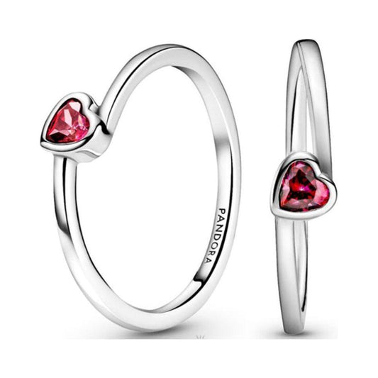 PANDORA JEWELS Mod. CLEAR TILTED HEART SOLITAIRE - RING - Size 56 Ring PANDORA