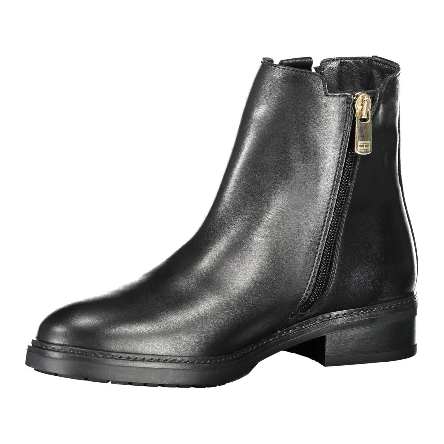 Tommy Hilfiger Black Leather Women Boot Tommy Hilfiger