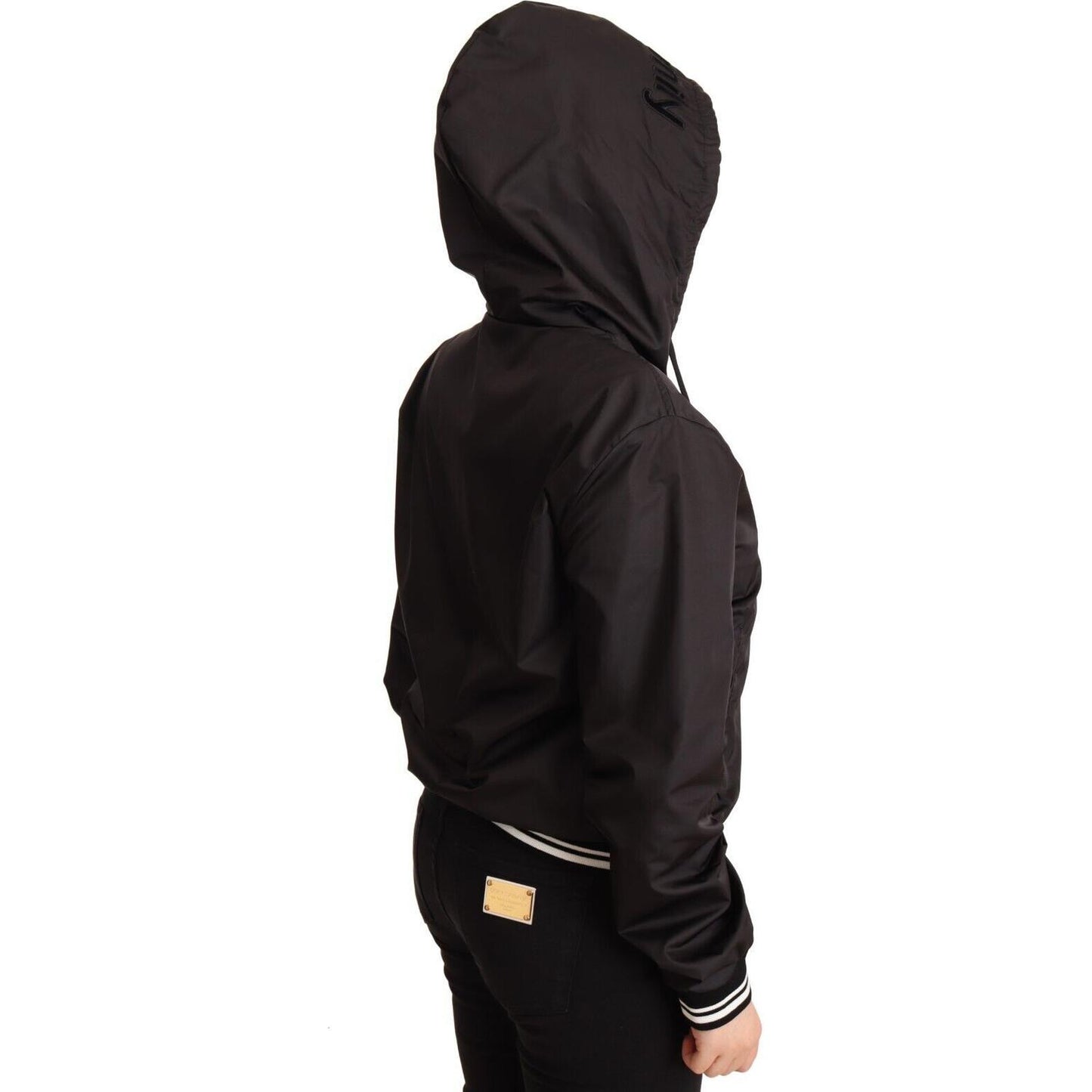 Dolce & Gabbana Elegant Black Bomber Jacket with Hood Dolce & Gabbana