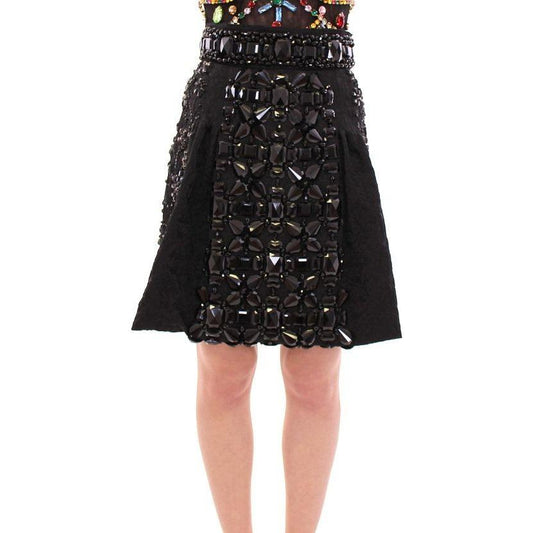 Dolce & Gabbana Black Crystal Embellished Masterpiece Skirt Dolce & Gabbana