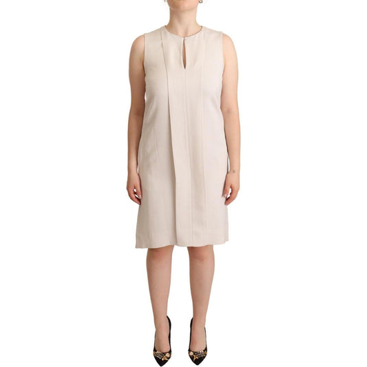 Peserico Chic Beige Sleeveless Shift Dress Peserico