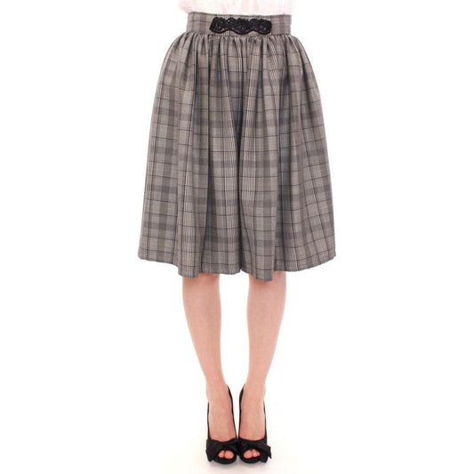 NOEMI ALEMÁN Gray Checkered Wool Shorts Skirt NOEMI ALEMÁN