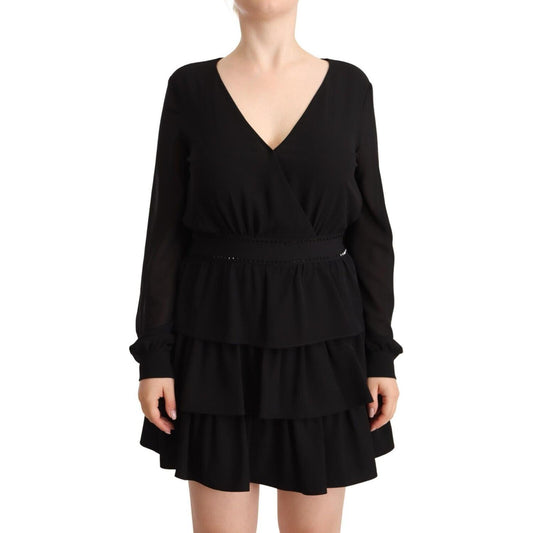 Liu Jo Elegant Black A-Line Mini Dress with Long Sleeves Liu Jo