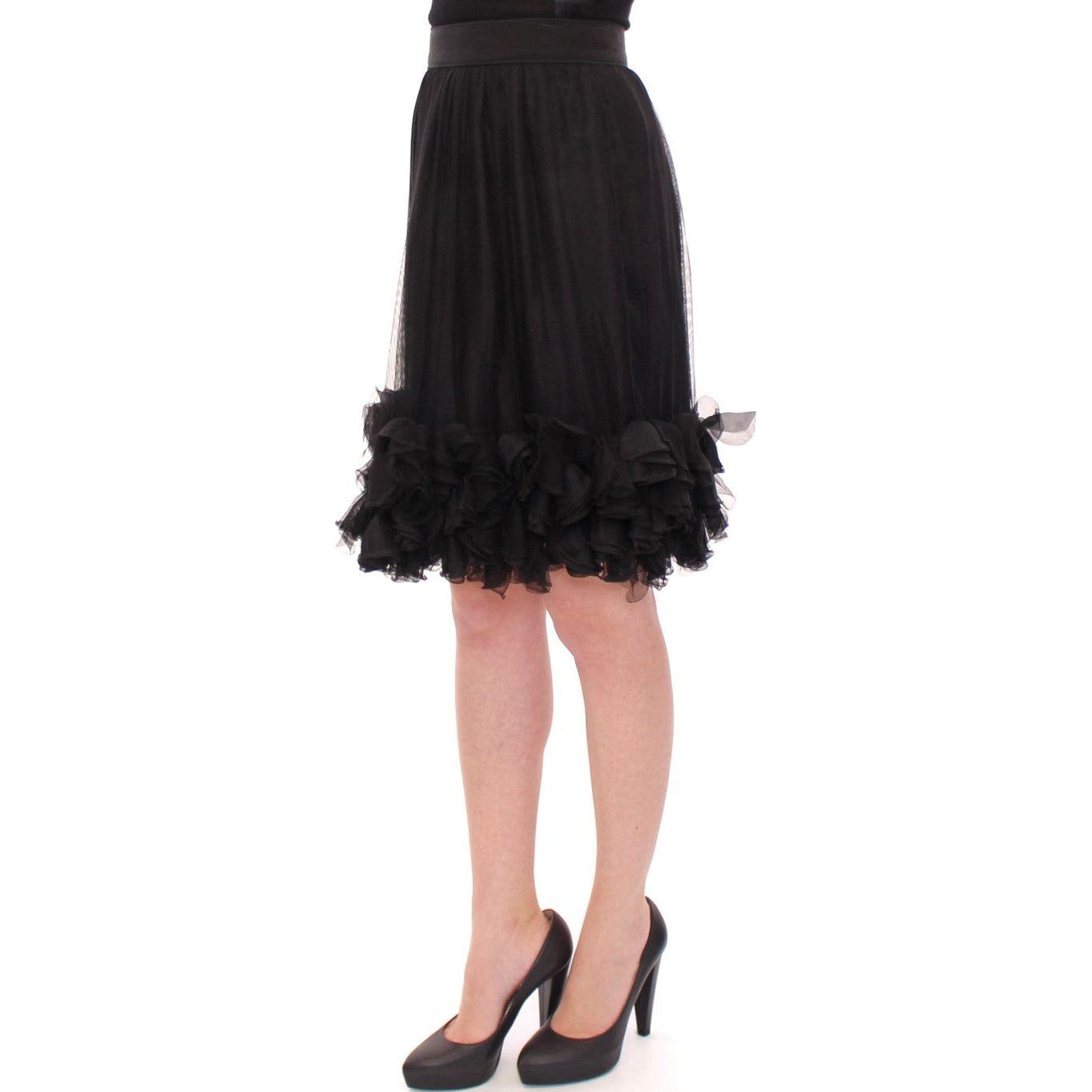 Dolce & Gabbana Elegant Silk Black Skirt for Evenings Dolce & Gabbana