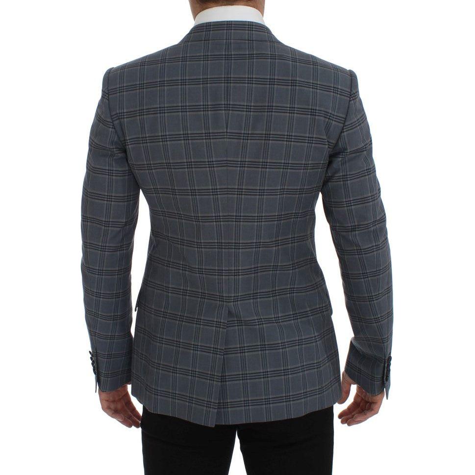 Dolce & Gabbana Elegant Blue Checkered Slim Fit Blazer Dolce & Gabbana