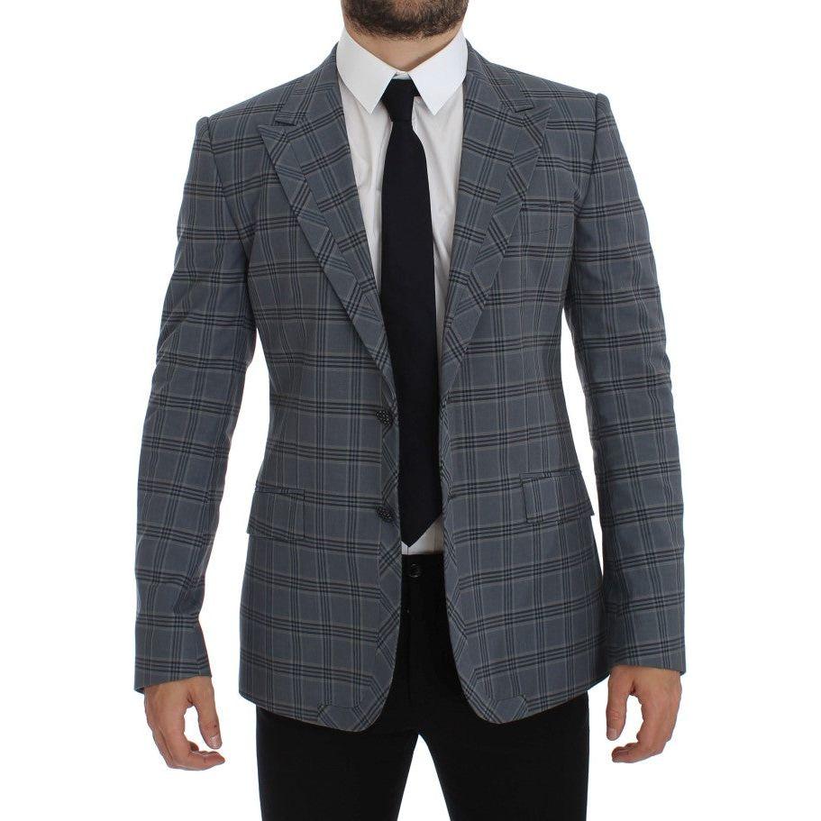 Dolce & Gabbana Elegant Blue Checkered Slim Fit Blazer Dolce & Gabbana