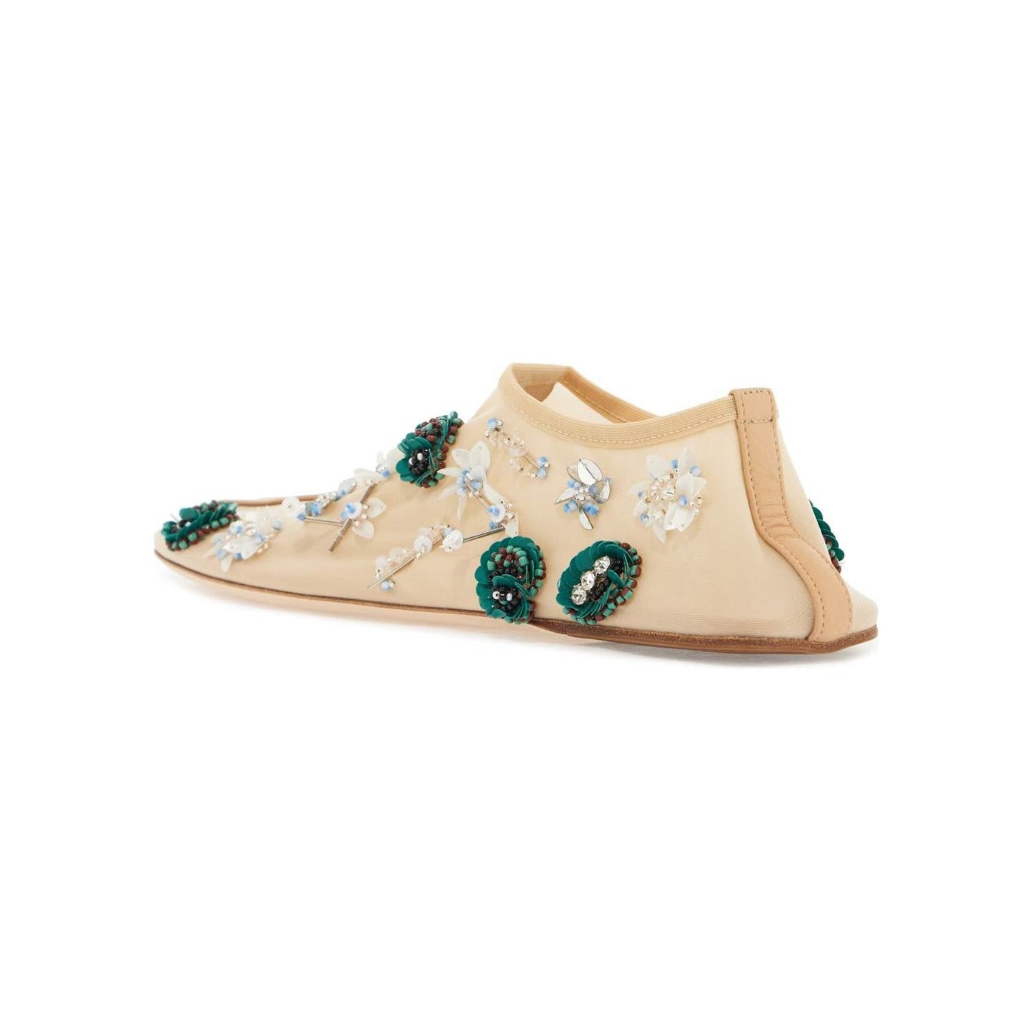 Christopher Esber ballet compact mesh with sequin and bead flowers Flat Shoes Christopher Esber