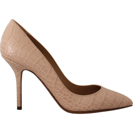 Dolce & Gabbana Elegant Nude Leather Kitten Heels Pumps Dolce & Gabbana