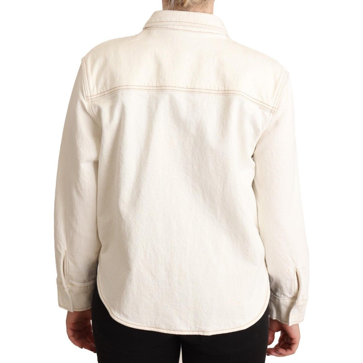 Levi's Elegant White Long Sleeve Collared Polo Top Levi's