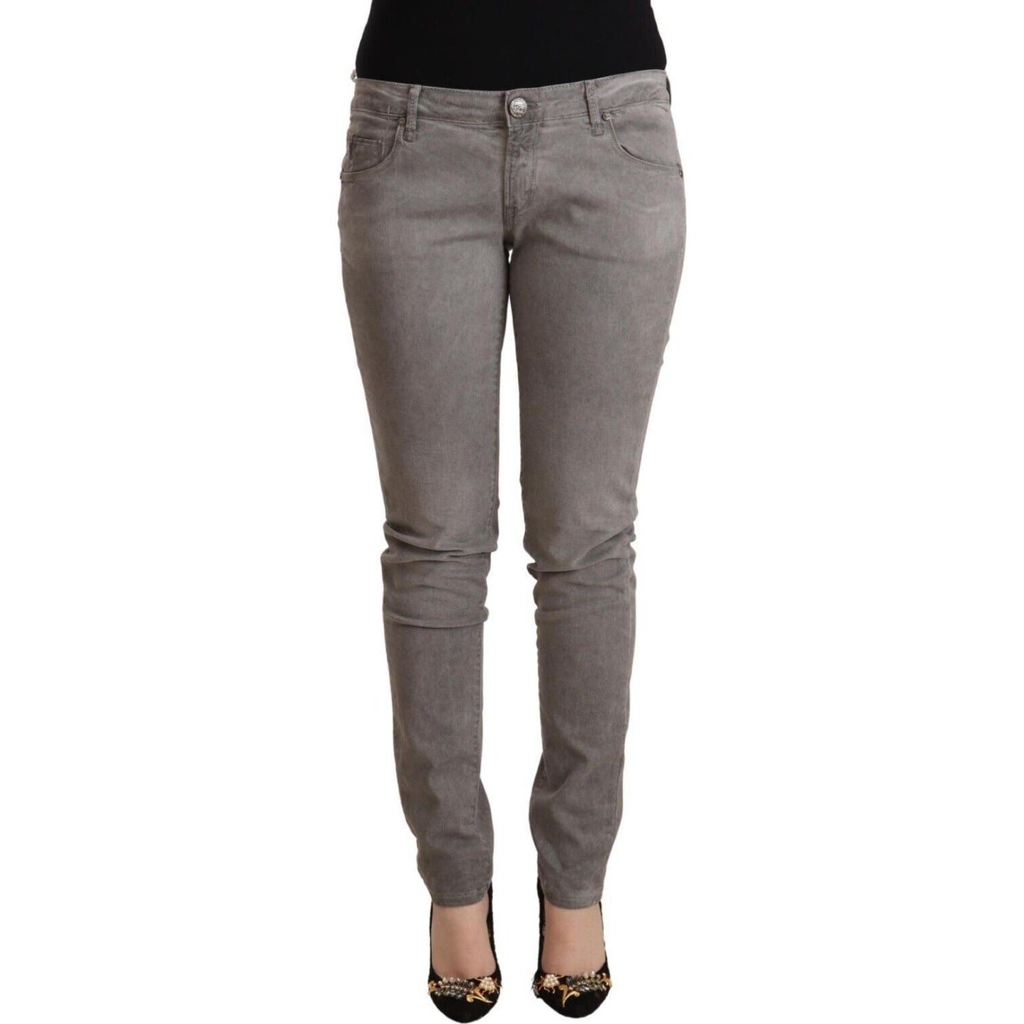 Acht Sleek Gray Skinny Low Waist Jeans Acht