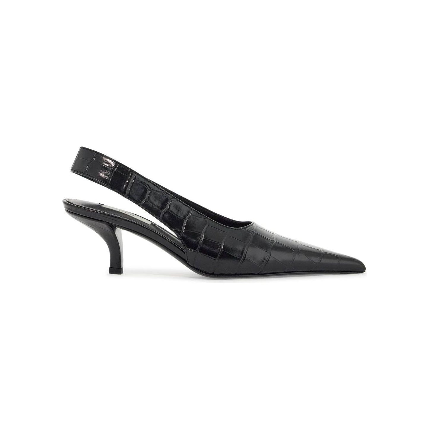 Toteme black calfskin crocodile effect slingback pump Pumps Toteme