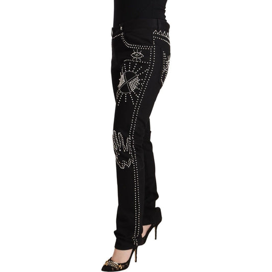 Valentino Embellished Black Mid-Waist Denim Valentino