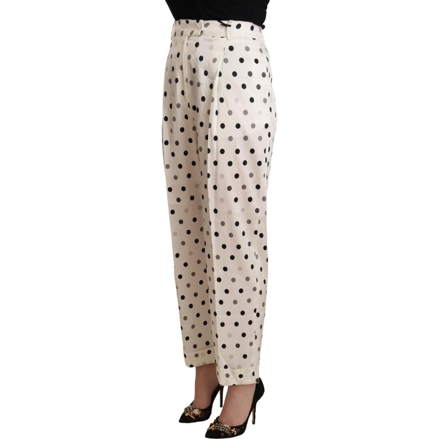 Ermanno Scervino Chic High Waist Polka Dotted Tapered Pants Ermanno Scervino