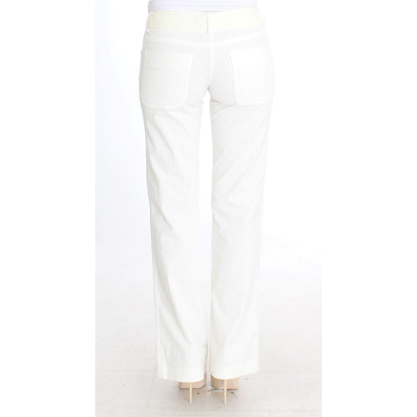 Ermanno Scervino Chic White Striped Straight Fit Pants Ermanno Scervino