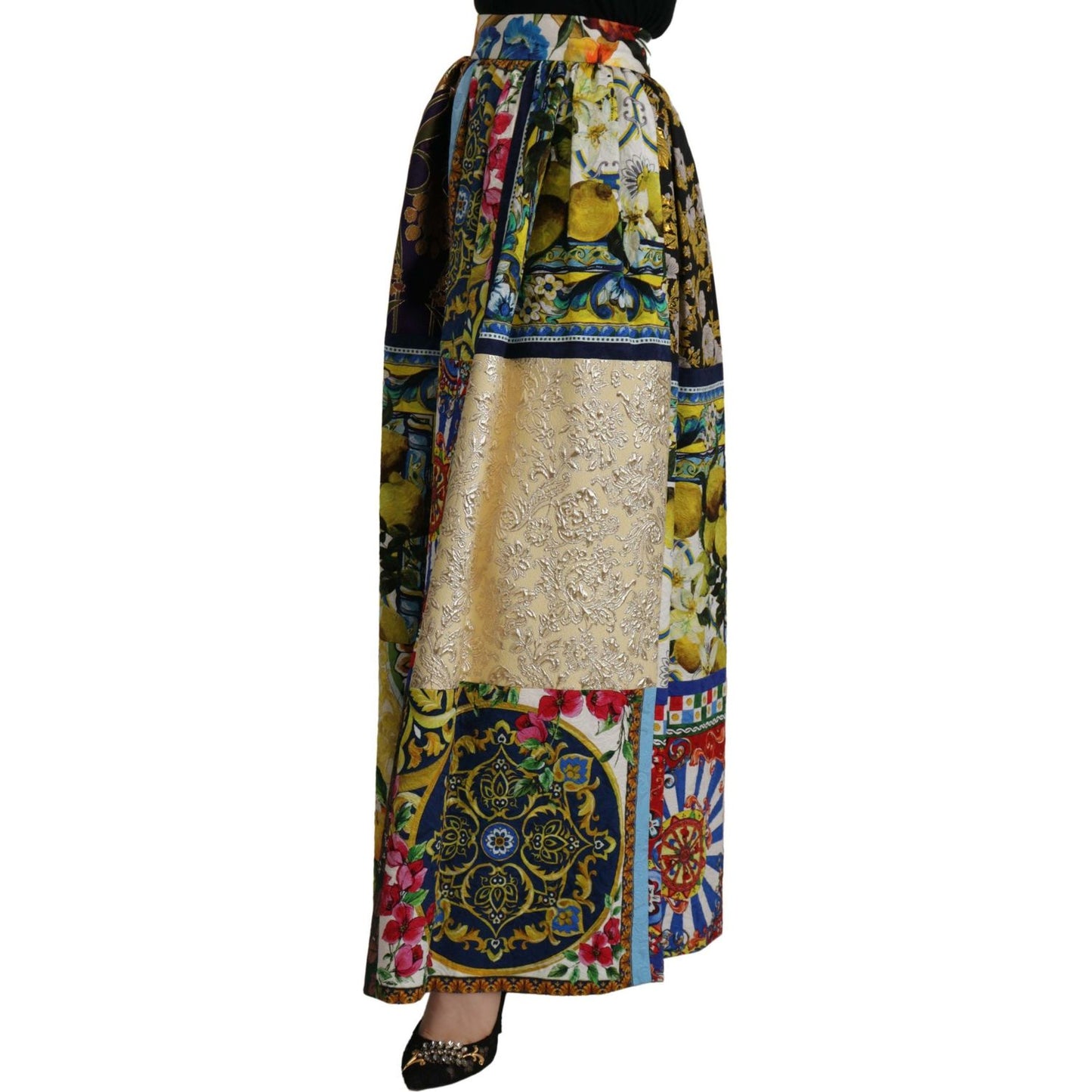 Dolce & Gabbana High Waist Maxi Skirt with Sicilian Patterns Dolce & Gabbana