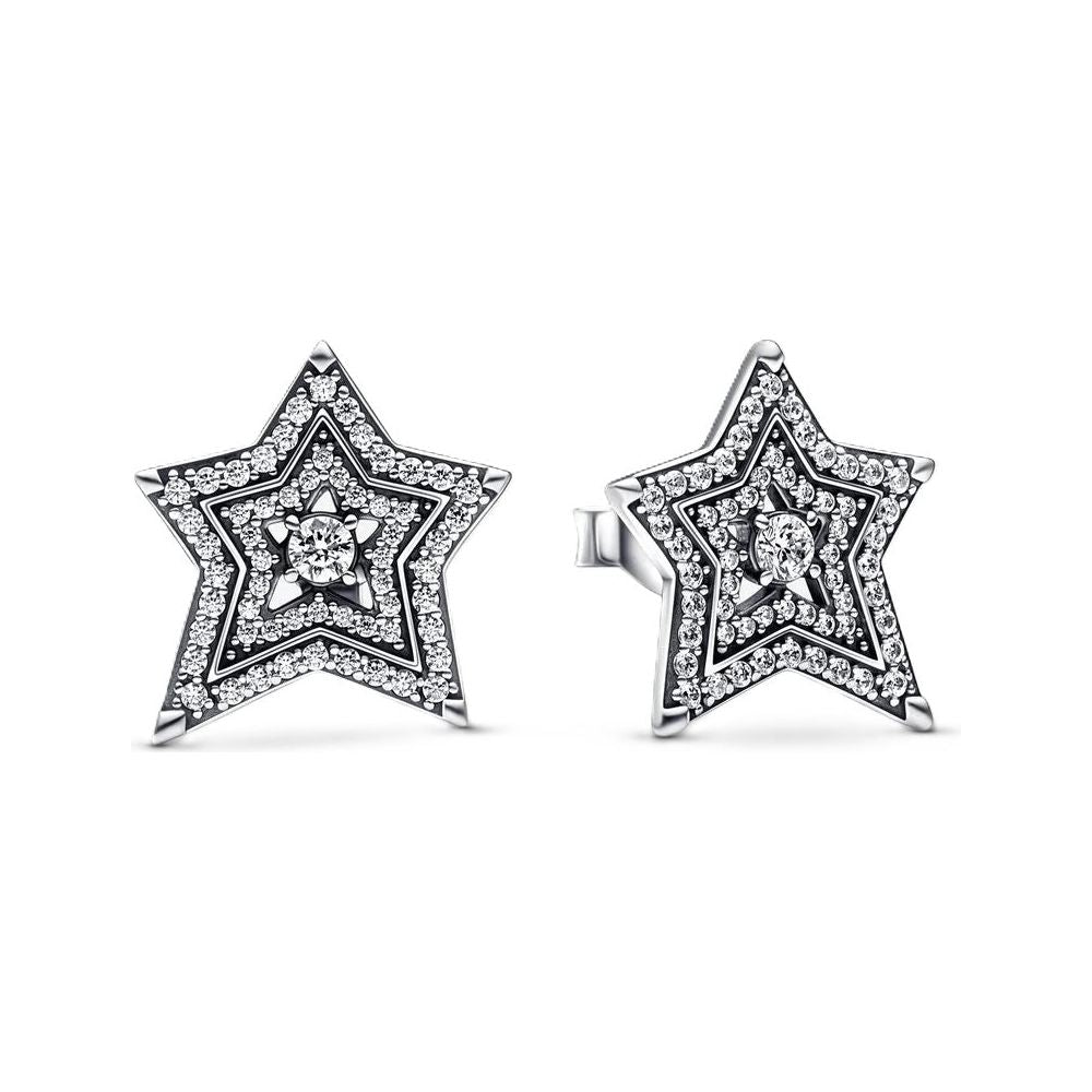 PANDORA JEWELS Mod. CELESTIAL ASYMMETRIC STAR Earrings PANDORA