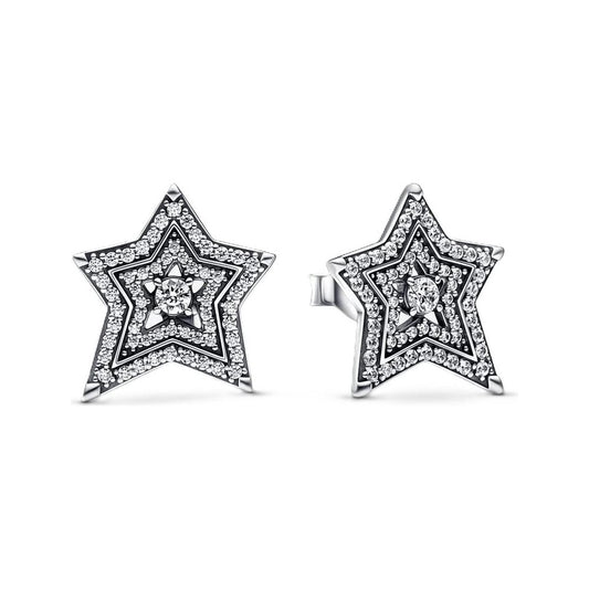 PANDORA JEWELS Mod. CELESTIAL ASYMMETRIC STAR Earrings PANDORA