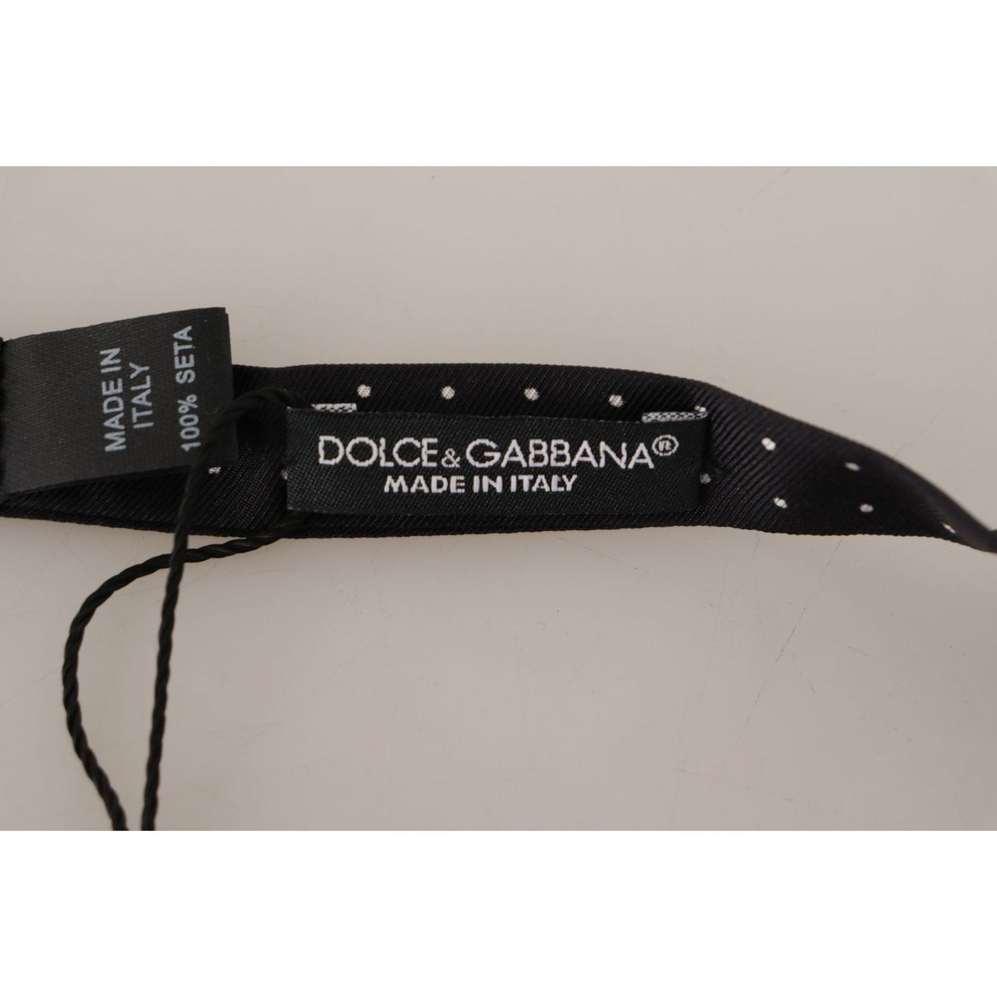 Dolce & Gabbana Black White Polka Dot 100% Silk Neck Papillon Tie