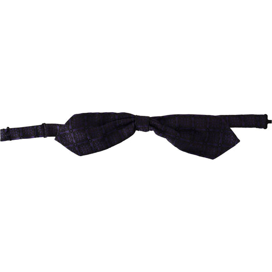 Dolce & Gabbana Blue Geometric Silk Adjustable Neck Papillon Tie