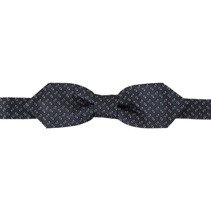 Dolce & Gabbana Blue Gray Polka Dot 100% Silk Neck Papillon Tie