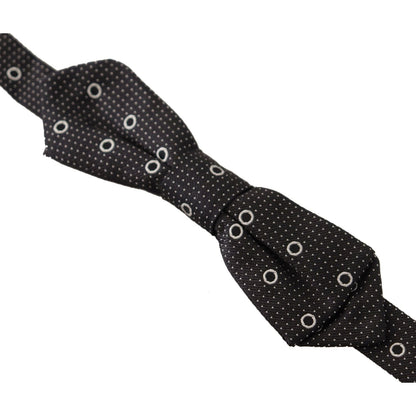 Dolce & Gabbana Black White Polka Dot 100% Silk Neck Papillon Tie