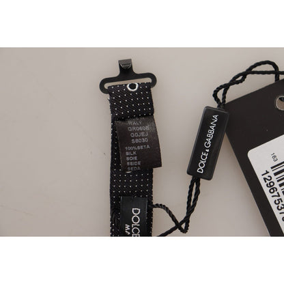 Dolce & Gabbana Black White Polka Dot 100% Silk Neck Papillon Tie