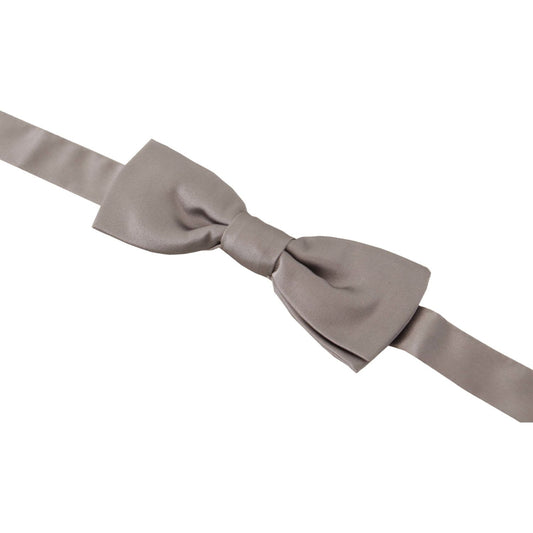 Dolce & Gabbana Elegant Silver Silk Bow Tie for Sophisticated Evening Dolce & Gabbana