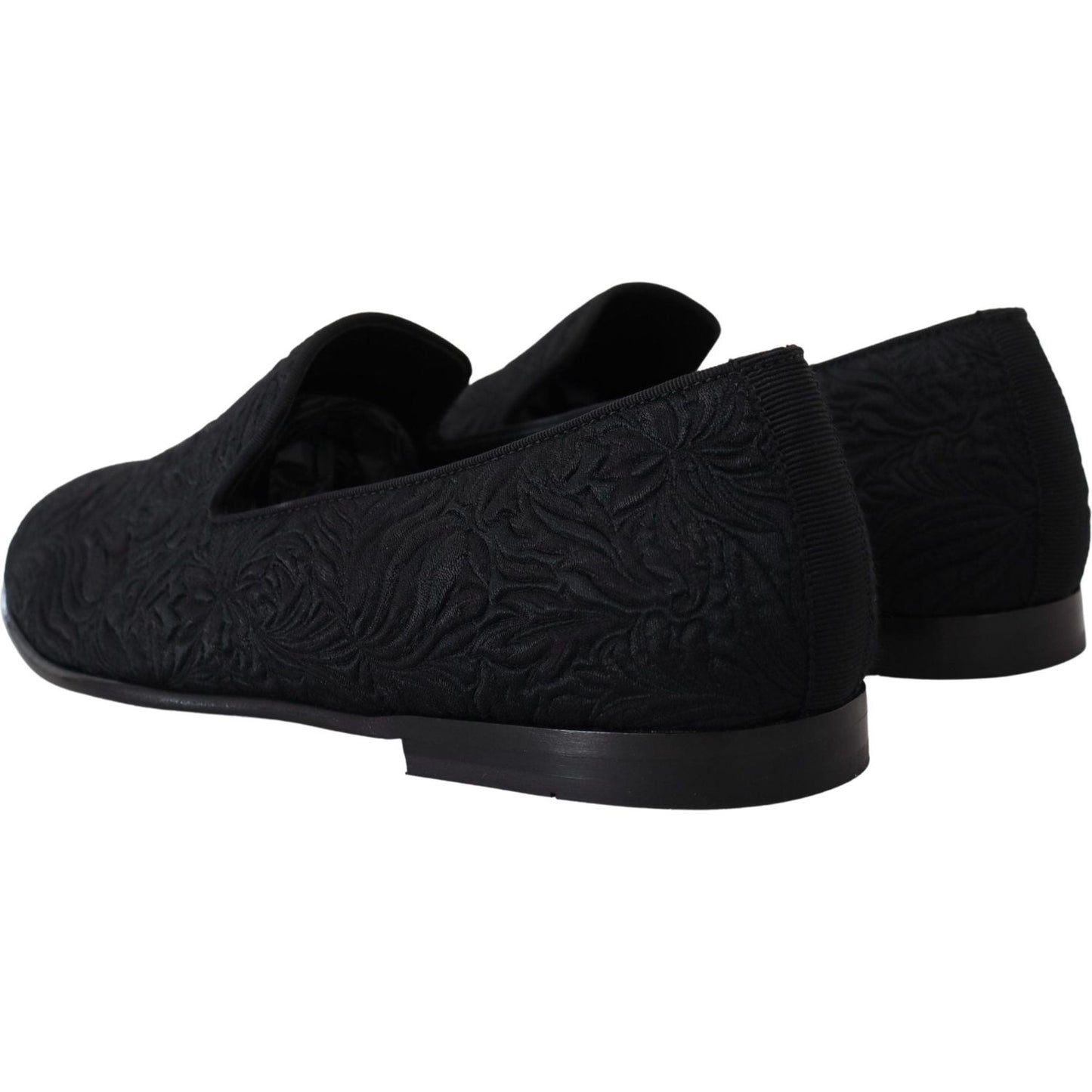 Dolce & Gabbana Elegant Jacquard Black Loafers Slide On Flats Dolce & Gabbana