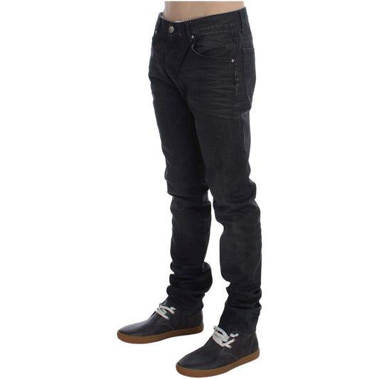 Acht Sleek Gray Slim Fit Italian Mens Jeans Acht