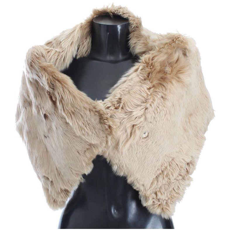 Dolce & Gabbana Elegant Alpaca Fur Shoulder Wrap in Beige Alpaca Scarves Dolce & Gabbana