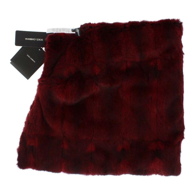 Dolce & Gabbana Luxurious Bordeaux Fur Hooded Scarf Wrap Hood Scarf Dolce & Gabbana