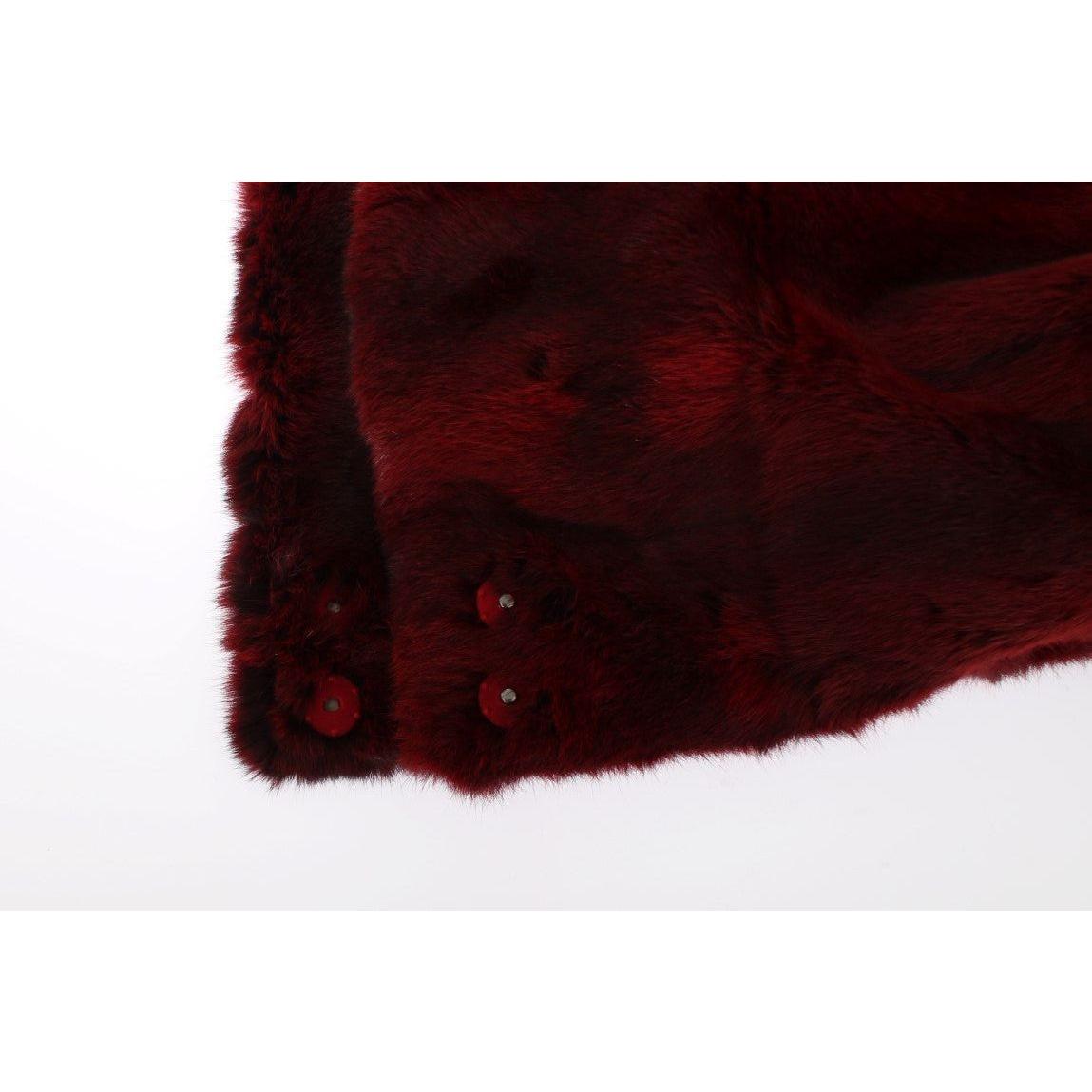 Dolce & Gabbana Luxurious Bordeaux Fur Hooded Scarf Wrap Hood Scarf Dolce & Gabbana