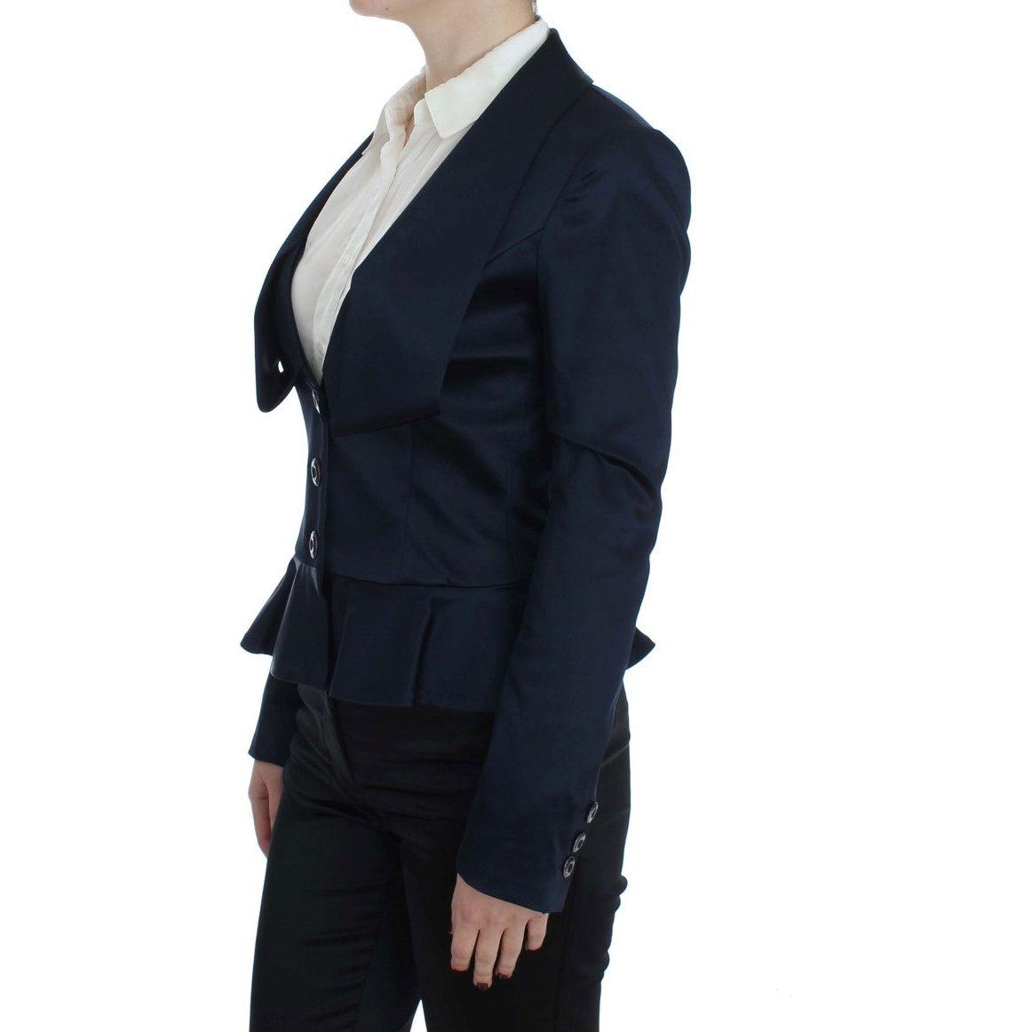 Exte Elegant Blue Blazer Jacket with Designer Flair Blazer Jacket Exte