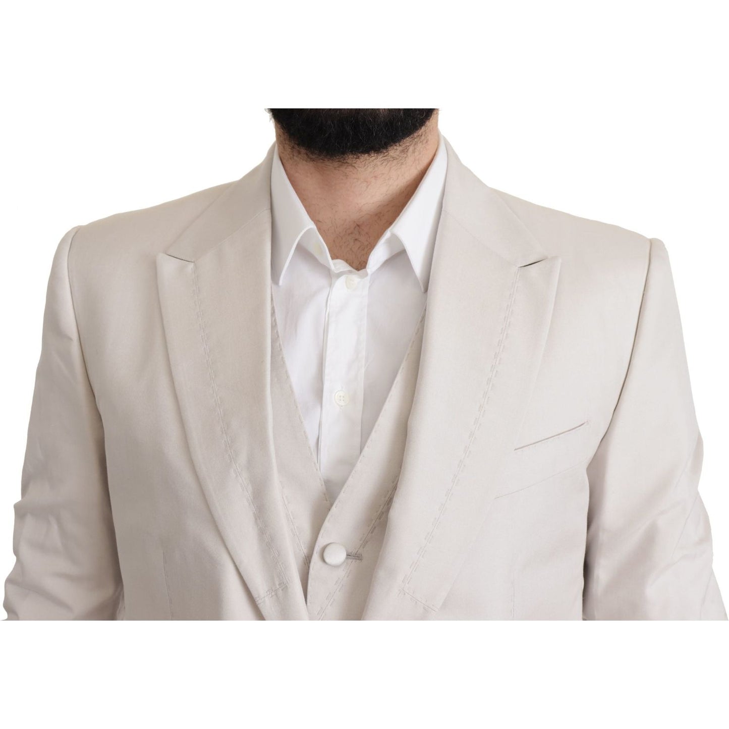 Dolce & Gabbana Elegant Light Gray Silk Blend Suit Jacket Set Dolce & Gabbana