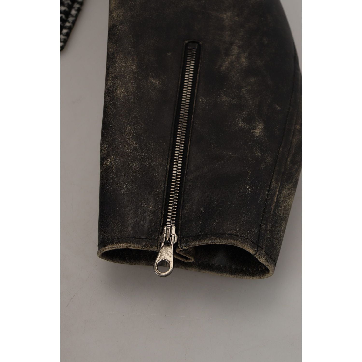 Dolce & Gabbana Black Houndstooth Polyester Bomber Jacket