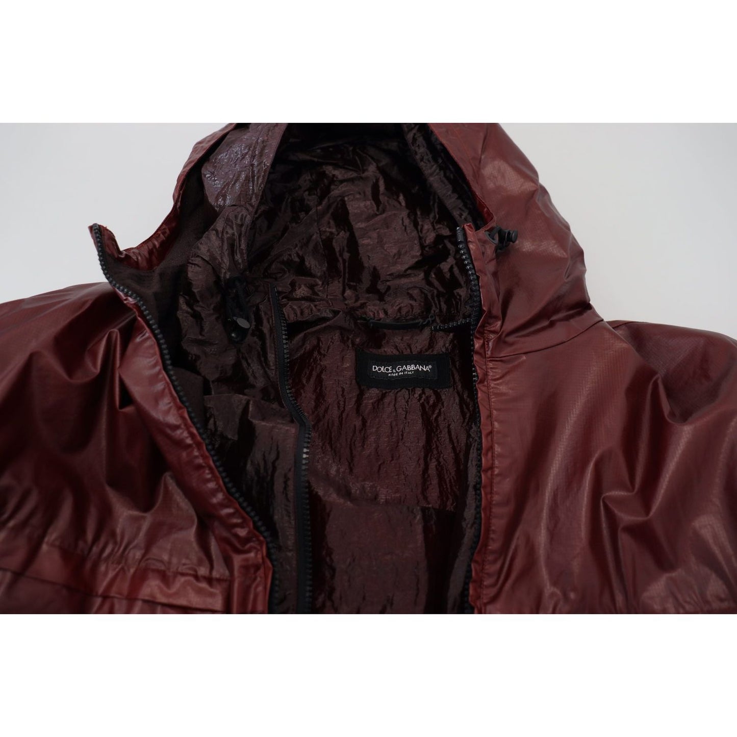 Dolce & Gabbana Elegant Bordeaux Full Zip Hooded Jacket Dolce & Gabbana